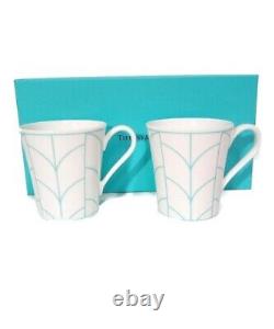 TIFFANY & CO. Luxury Tableware Mug Set of 2 WHITE Ceramic Pre-owned H3.5xW3.1