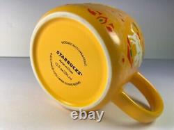 Thailand Starbucks Coffee Mug Songkran Festival 2016 Yellow Embosed Elephants