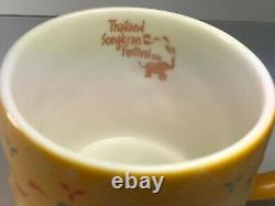 Thailand Starbucks Coffee Mug Songkran Festival 2016 Yellow Embosed Elephants