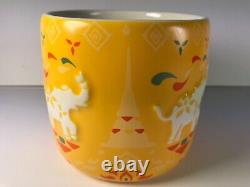 Thailand Starbucks Coffee Mug Songkran Festival 2016 Yellow Embosed Elephants