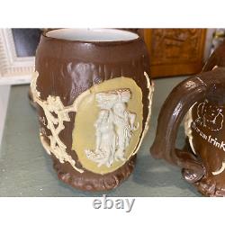 Three Villeroy & Boch Mettlach Ceramic Mugs #1028 Brown