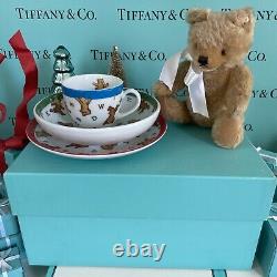 Tiffany Co Alphabet Bears Childs Plate Mug Cup Ceramic ABC's 2006 Japan W Box