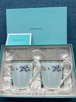 Tiffany Tea Mug Cup MORNING GLORY Pair set with box Unused blue color