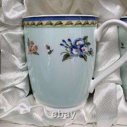 Tiffany Tea Mug Cup MORNING GLORY Pair set with box Unused blue color