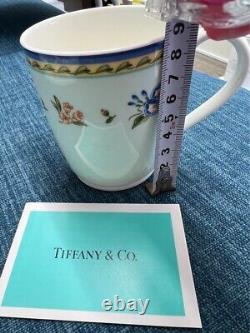 Tiffany Tea Mug Cup MORNING GLORY Pair set with box Unused blue color