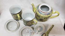 Traditional Chinese Jingdezhen Ceramic 300ml Tea Cups With Lid Teapot 6 Pieces