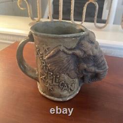 Vintage 71 Rumph Republican Elephant Head Mug With Tied Up Donkey Inside Rare