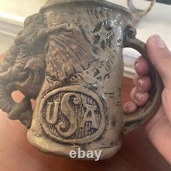 Vintage 71 Rumph Republican Elephant Head Mug With Tied Up Donkey Inside Rare