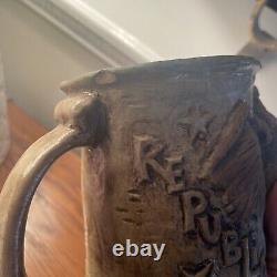 Vintage 71 Rumph Republican Elephant Head Mug With Tied Up Donkey Inside Rare