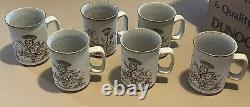 Vintage Dunoon Ceramics Stoneware Mugs Set of 6 Flowers Made In Scotland