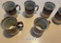 Vintage Dunoon Ceramics Stoneware Mugs Set of 6 Stripes Made In Scotland