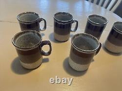 Vintage Dunoon Ceramics Stoneware Mugs Set of 6 Stripes Made In Scotland