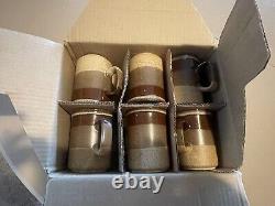 Vintage Dunoon Ceramics Stoneware Mugs Set of 6 Stripes Made In Scotland