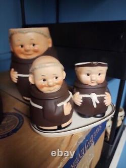 Vintage Goebel Ceramic Monk Friar Figurine Mug Cup Western Germany 7pc