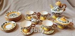 Vintage Italian Ceramic Pottery Neoclassical Flower Theme Tea Set