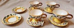 Vintage Italian Ceramic Pottery Neoclassical Flower Theme Tea Set