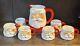 Vintage JAPAN Christmas WINKING Santa CERAMIC Pitcher 6 MUGS Jewel EYES Antique