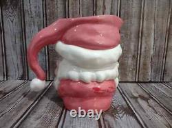 Vintage Jamar Mallory Christmas Ceramic Winking Santa Pitcher 4 Mugs Set