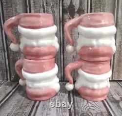 Vintage Jamar Mallory Christmas Ceramic Winking Santa Pitcher 4 Mugs Set