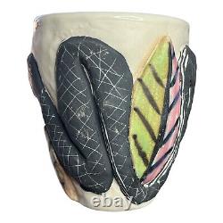 Vintage Michael Miguel Corney Face Snake 3D White Interior Vase/Mug USA 1992