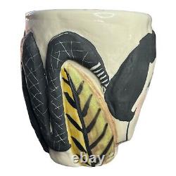 Vintage Michael Miguel Corney Face Snake 3D White Interior Vase/Mug USA 1992