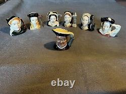 Vintage Royal Doulton King Henry VIII & 6 Wives Toby Mug, Jug Set, Complete