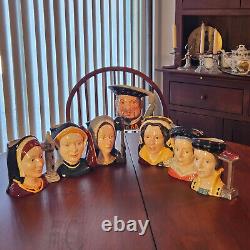 Vintage Royal Doulton King Henry VIII & 6 Wives Toby Mugs, Large, Complete Set