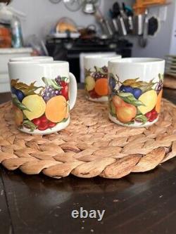 Vintage Set For Tea Grape Apple Pear Fruit Ceramic Coffee Mug Cup C Handle 4