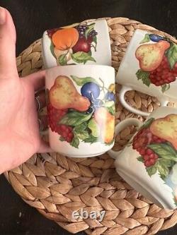 Vintage Set For Tea Grape Apple Pear Fruit Ceramic Coffee Mug Cup C Handle 4