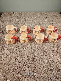 Vintage Winking Santa Ceramic Mugs Lot of 8