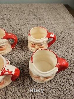 Vintage Winking Santa Ceramic Mugs Lot of 8