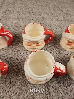 Vintage Winking Santa Ceramic Mugs Lot of 8