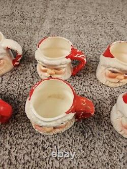 Vintage Winking Santa Ceramic Mugs Lot of 8