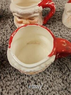 Vintage Winking Santa Ceramic Mugs Lot of 8