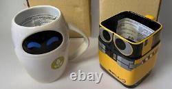 Wall-e Wall E Eve DISNEY STORE PIXAR Ceramic 16oz 3D COFFEE Mug Set VERY RARE NE