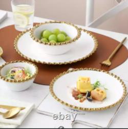 White and Gold Beaded Dinner Set (4 PCS SET)