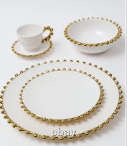 White and Gold Beaded Dinner Set (4 PCS SET)