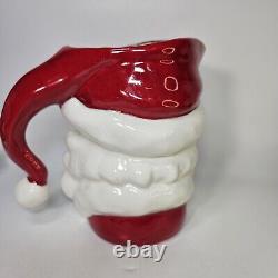 Winking Santa Pitcher Mug Set Ceramic Vintage Jolly Happy Smiling Hand Painted