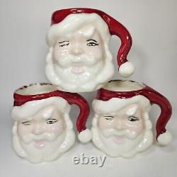 Winking Santa Pitcher Mug Set Ceramic Vintage Jolly Happy Smiling Hand Painted