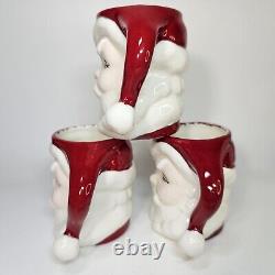 Winking Santa Pitcher Mug Set Ceramic Vintage Jolly Happy Smiling Hand Painted