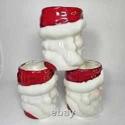 Winking Santa Pitcher Mug Set Ceramic Vintage Jolly Happy Smiling Hand Painted