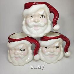 Winking Santa Pitcher Mug Set Ceramic Vintage Jolly Happy Smiling Hand Painted