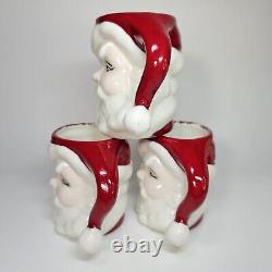 Winking Santa Pitcher Mug Set Ceramic Vintage Jolly Happy Smiling Hand Painted