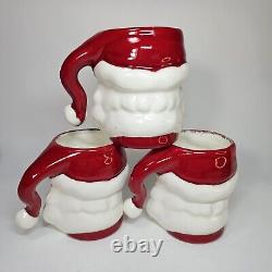 Winking Santa Pitcher Mug Set Ceramic Vintage Jolly Happy Smiling Hand Painted