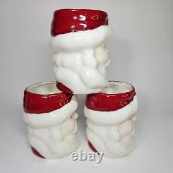 Winking Santa Pitcher Mug Set Ceramic Vintage Jolly Happy Smiling Hand Painted